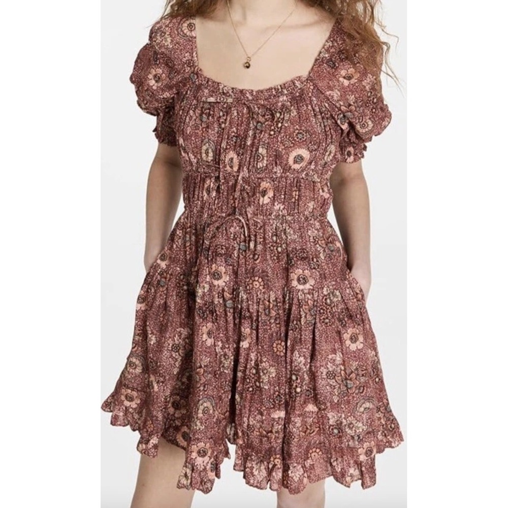Ulla Johnson Juniper Mini Dress Rosebud Floral Puff Sleeve Boho Romantic‎ Size 4